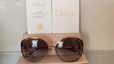 Chloé CH0036S 001 Sunglasses Gold Havana Frames Black Lens  display picture 1