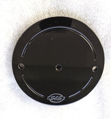 Air Filter Top Plate, w/ S&S Logo, Gloss Black, Billet
