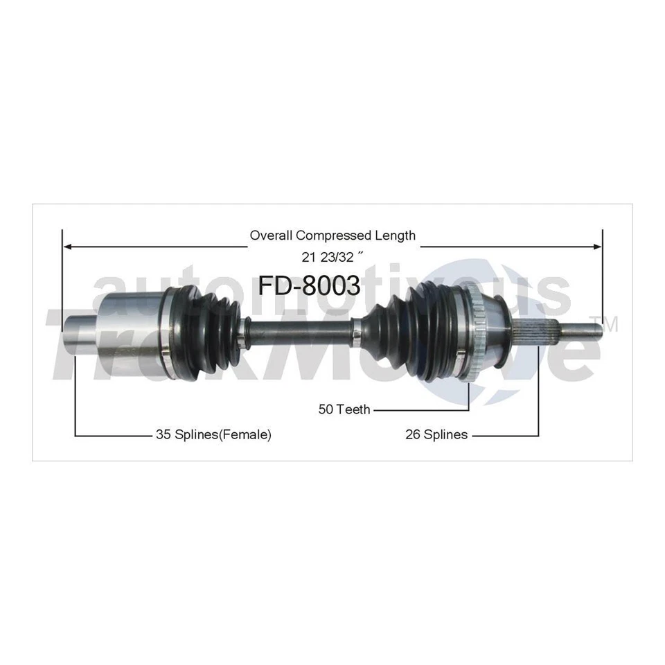 Eje articulado CV delantero izquierdo derecho 2 piezas TrakMotive para Ford Taurus 1989 1990 Foto 3 de 3