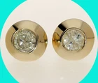 Natural Diamond Stud Donut Earrings .50CT 14K YG Round Brilliant Screwback Studs