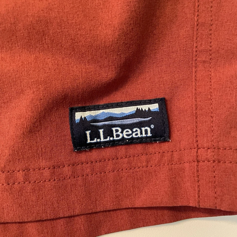 LL Bean Men’s Swim Trunks Large Rust Red 8” Lined Pockets Drawstring Shorts - Image 4 of 4