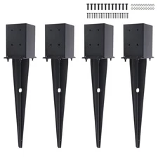 4 Pcs 4"x4"Fence Post Anchor Ground Spike (Internal 3.6"x3.6") Metal Stake