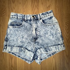Womens American Apparel Light Wash Denim Jean Cuffed Shorts SZ 27 Made in USA