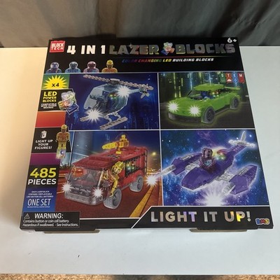 Block Tech Lazer Blocks LED Power Blocks LIGHT UP 4 in 1 Set 485 Pieces New