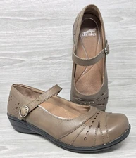 Dansko EU 39 8.5- 9 Mathilda Mary Jane Flat Dark Taupe Brogue Leather Brown