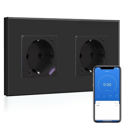 WiFi Schuko Socket with USB C 20W Fast Charger, Smart Socket Underput...