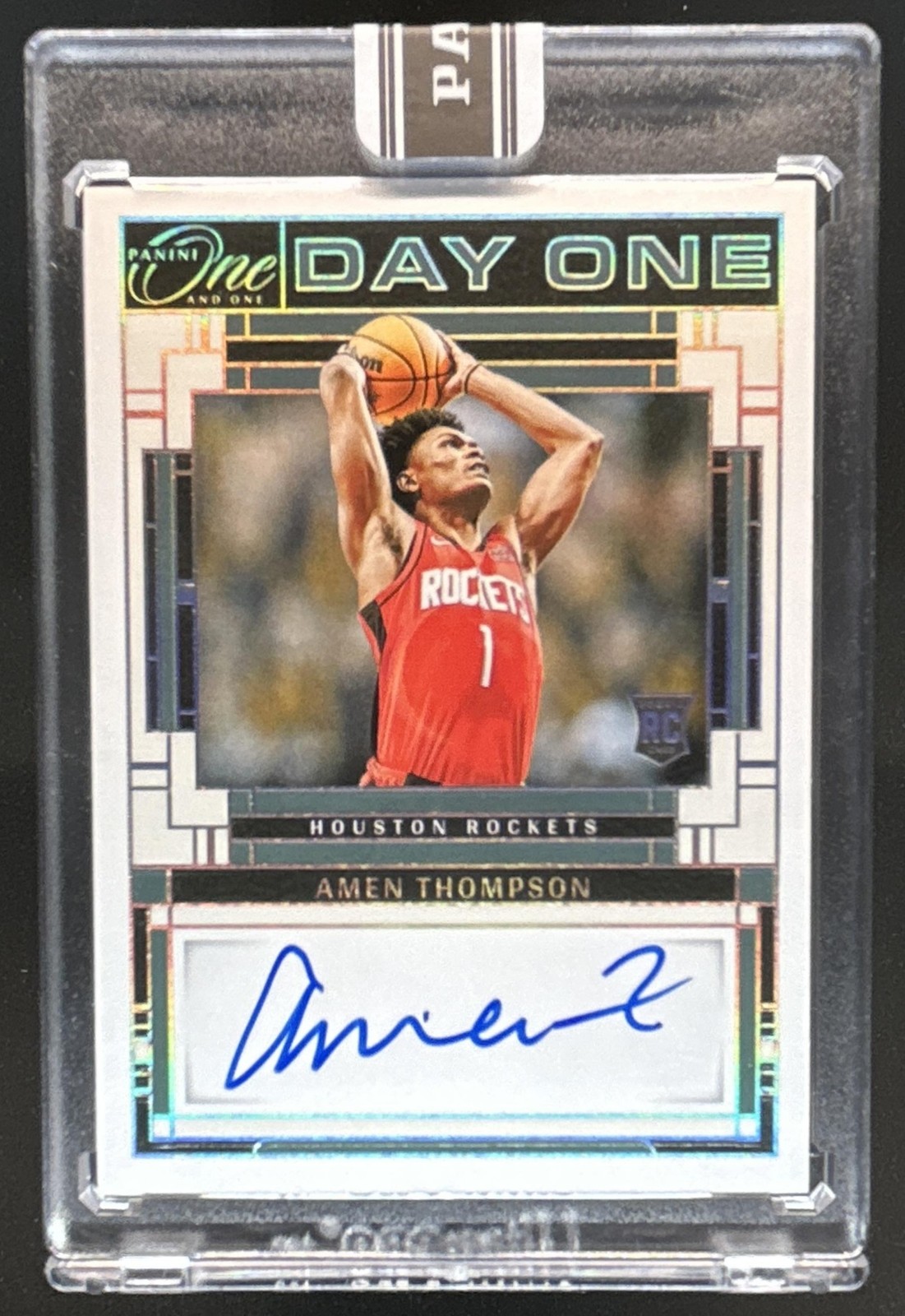 2023-24 Panini One & One Amen Thompson Gold Day One RC Auto 2026 Black Box #1/1