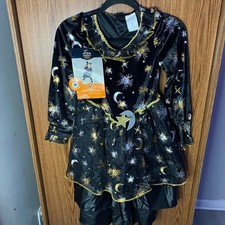 Hyde and EEK Light Up Moon Star Witch Costume Kids M Black Celestial Dress