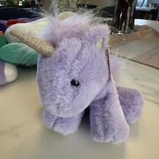 FAO Schwarz Purple Unicorn Plush 8" Gold Glittery Horn Stuffed Animal Toy 2022