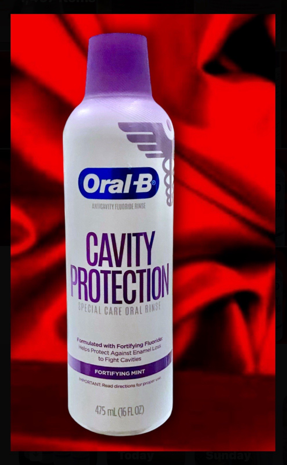 4pk Oral-B Cavity Protection Fortifying Mint Oral Rinse Mouth Wash 475ml Each