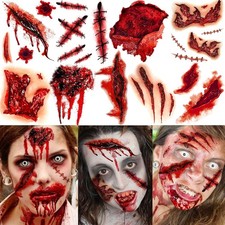 8 sheets fake scar temporary tattoos for men women kids adults halloween makeup