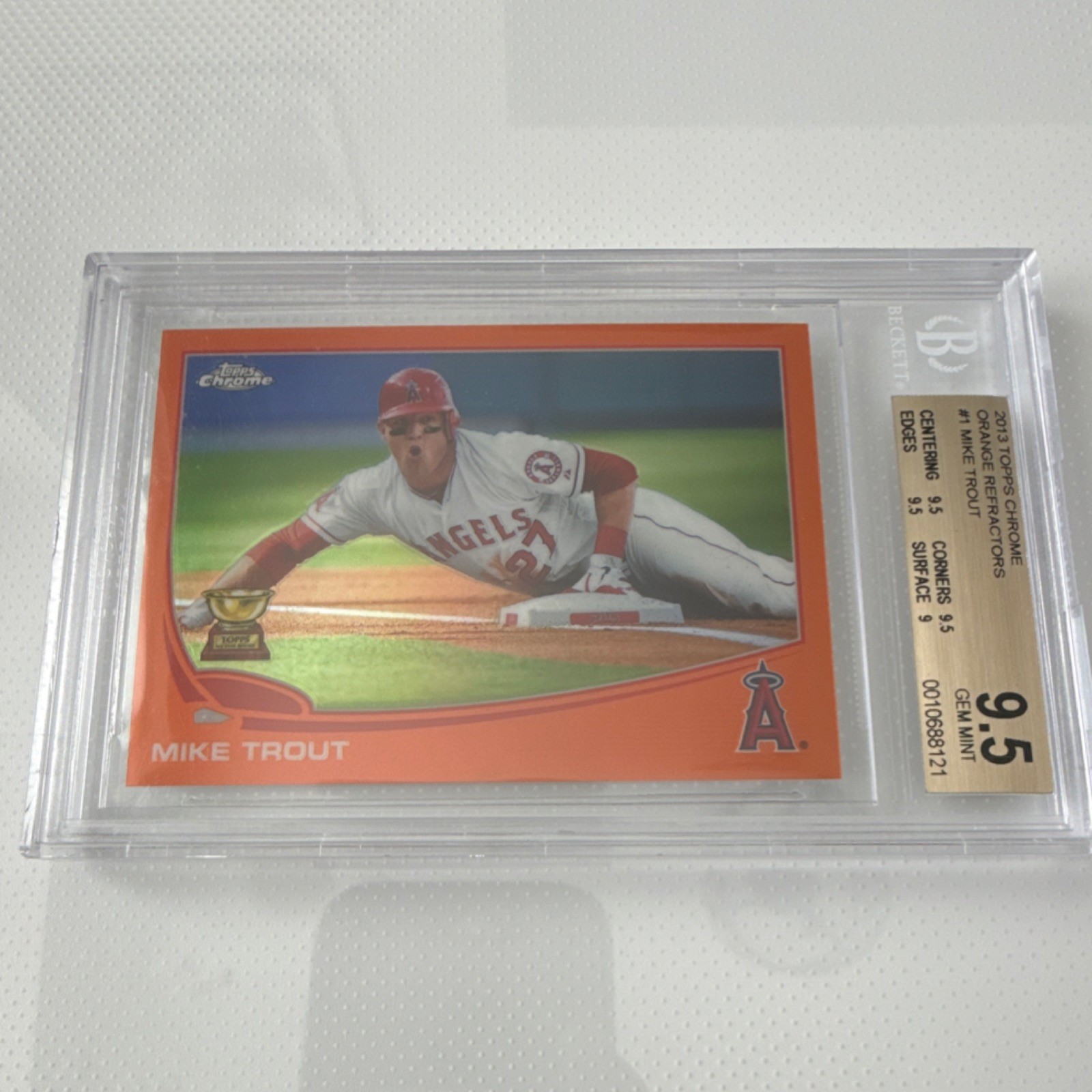 Topps 2013 Chrome Orange Refractor Mike Trout Angels #1 BGS 9.5