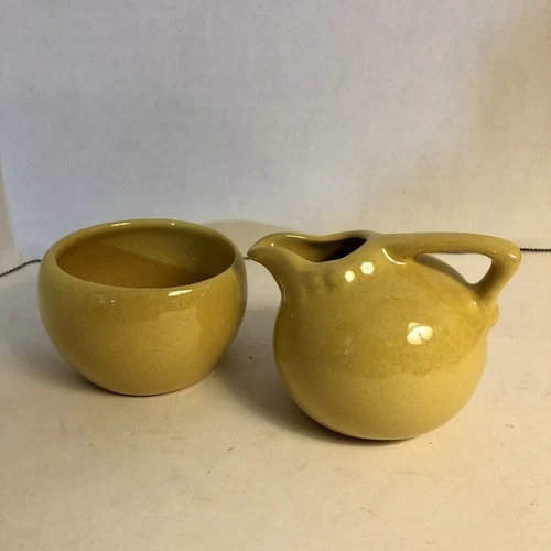 Frankoma Pottery Sunflower Yellow Personal Cream & Sugar  553 - 504 VTG