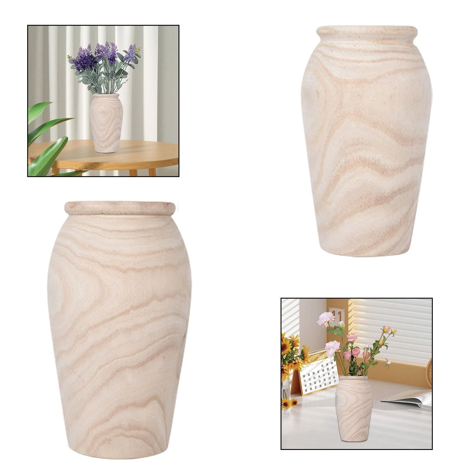 Wood Vase Decorative Versatile for Dining Table Decor Lightweight