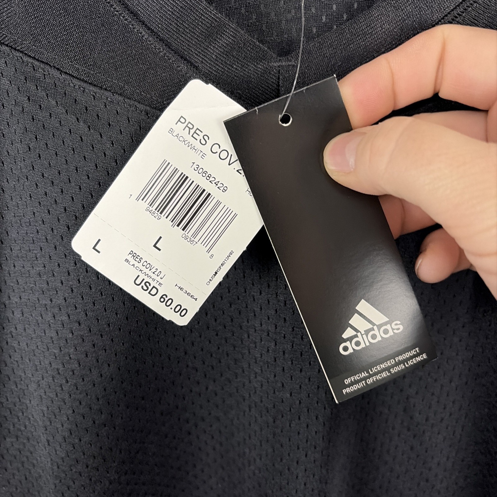 Adidas Men's Press Coverage 2.0 Football Jersey Black White Size Large NWT thumbnail 5