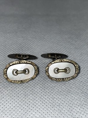 830 antike Silber vergoldete Manschettenknöpfe, Rösch & Idstein,8.3g,2x1.3cm
