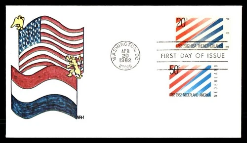Mayfairstamps US FDC 1982 Washington DC joint issue with Netherlands flags First