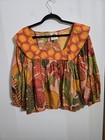 Pre-loved FARM RIO Women's Multicolor Tropical Long Sleeve Blouse Sz M