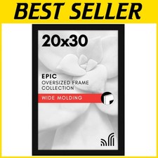 Elegant 20x30 Black Picture Frame - Wide Molding, Plexiglass