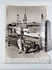 Vintage Historical Photograph 1930 Car & Naval Ship Dock  Printed by Alex Blendl — photo 1