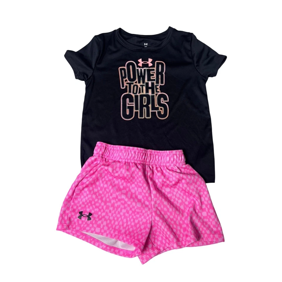 Girls Under Armour Outift Short Set Lot of 2 Sx 6x - Image 2 of 4