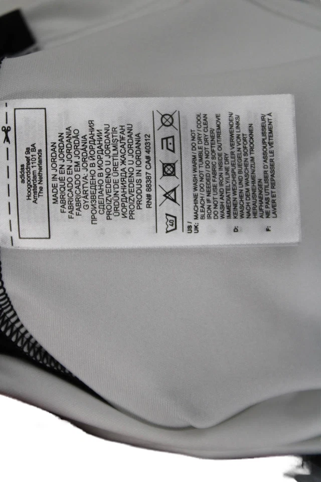 Adidas Boys Striped Shoulder Short Sleeve Athletic Shirt White Black Size L - Image 4 of 4