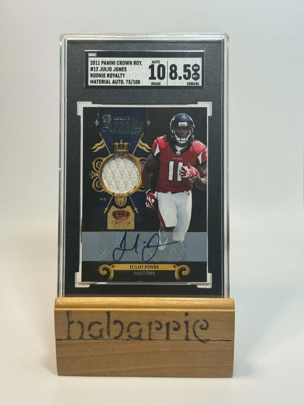 Julio Jones Panini Crown Royale Rookie Royalty #12 Material Autograph