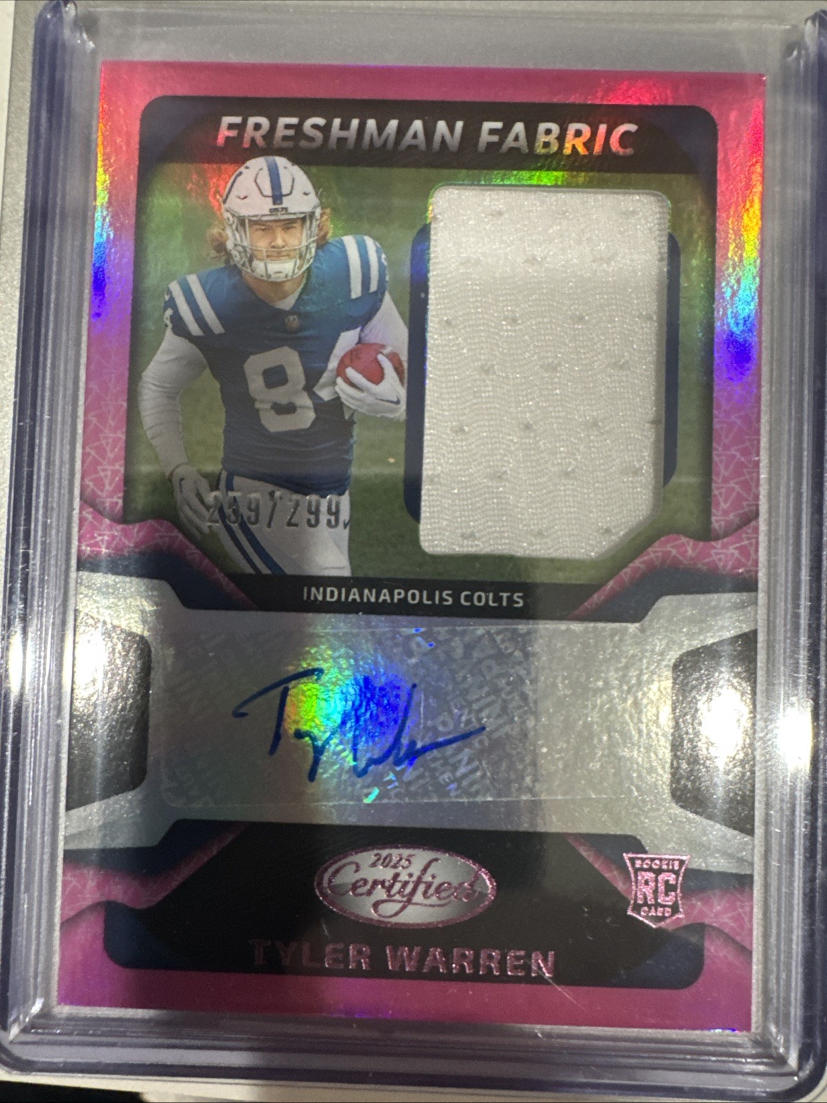 2025 Panini Certified - Freshman Fabric Signature Tyler Warren #FBC-TWN Pink 299