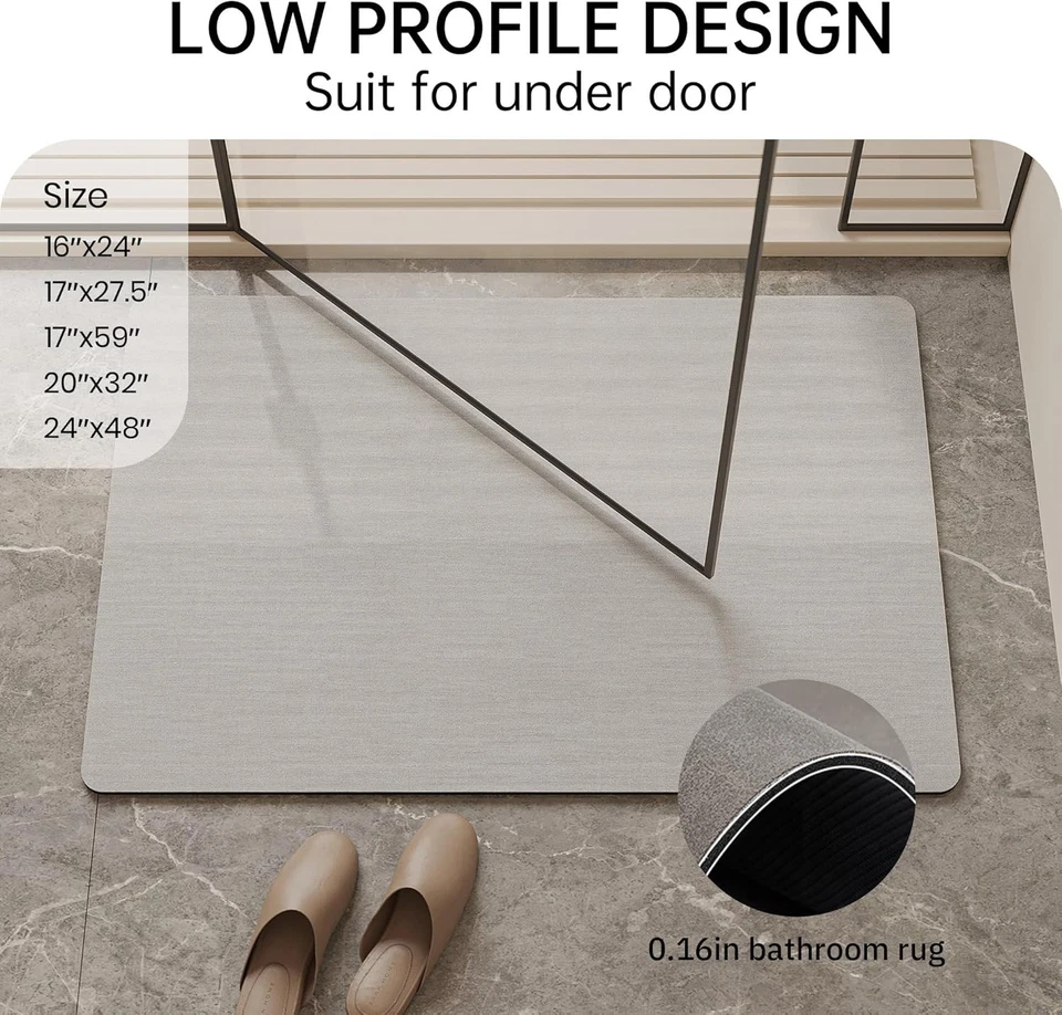 Коврик для ванны с камнем диатомовая земля коврик для душа нескользящий суперабсорбент быстрая сушка - Изображение 2 из 4