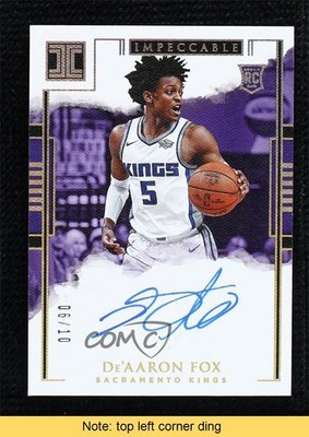2017 Panini Impeccable Holo Gold 6/10 De'Aaron Fox #107 Rookie Auto RC READ 2h4