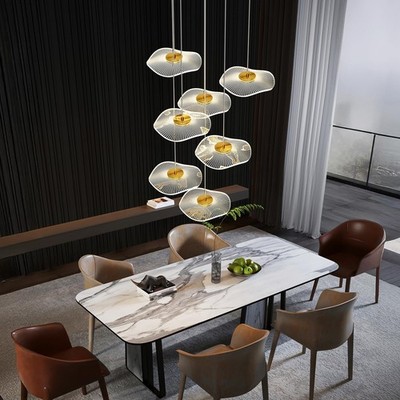 ziidoo High Ceiling Chandelier - 7-Light Dimmable Modern Gold Long Spiral Lux...
