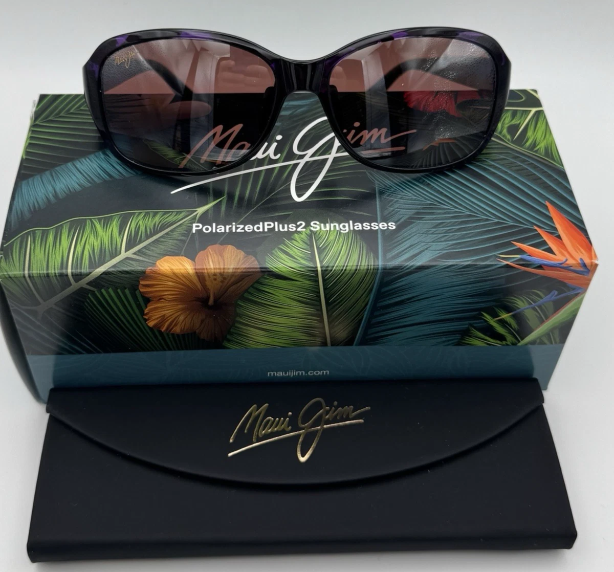 Brand new raspberry Maui Jim sunglasses with case and box Maui Jim 723 Ocean M (57 - 16) with Pink lenses and Tortoise  main image 3