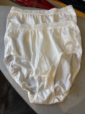 Vintage Fruit of the Loom Sheer Lace Nylon Brief Panties White Size 6