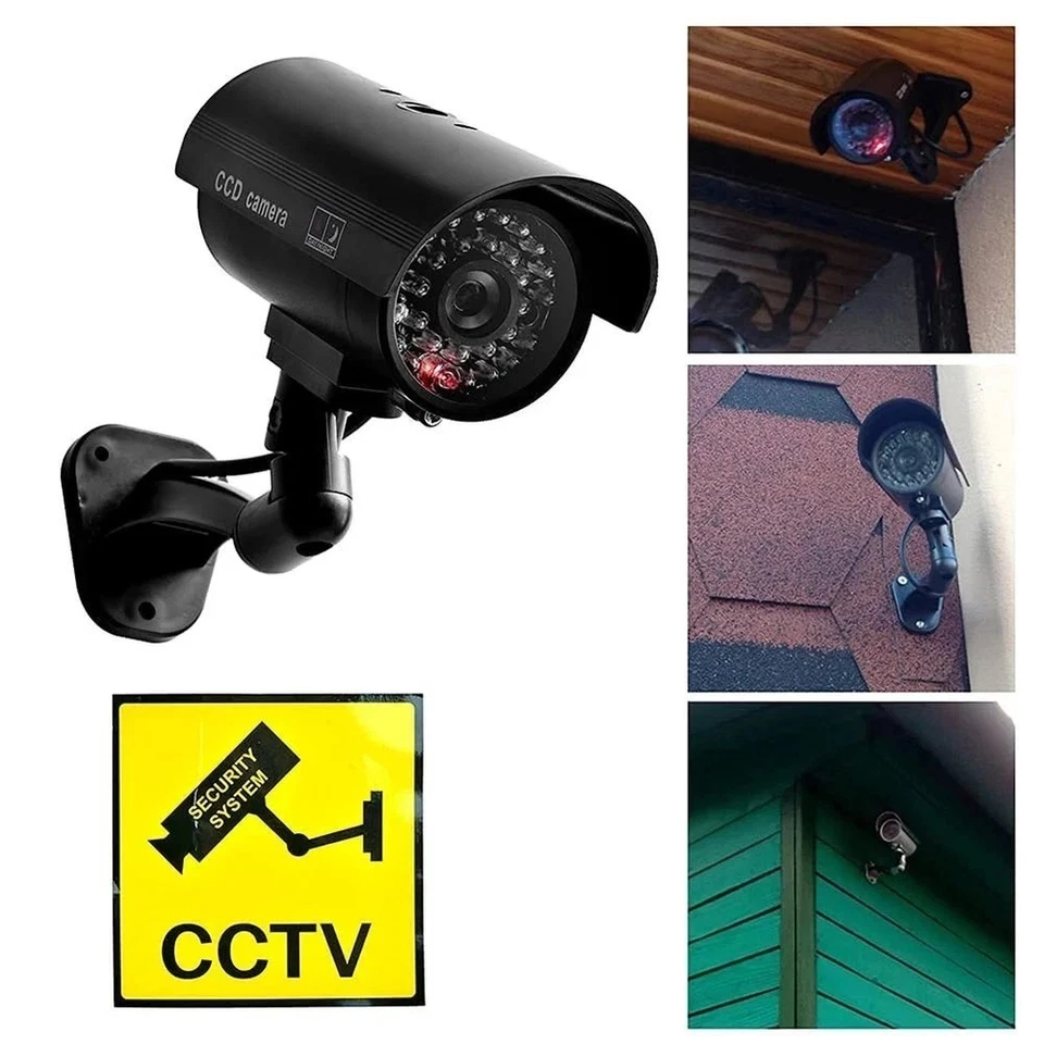 4 Packs Fake Security Camera with No Trespassing Signs Smile You're On Camera... - Image 4 of 4