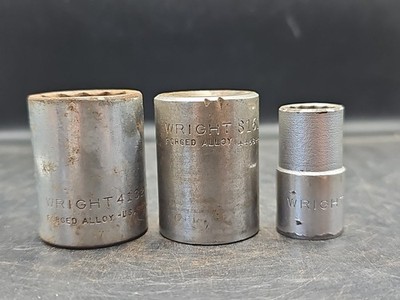 Wright tool 1/2'' drive 12 pt socket lot of 3 1'' 15/16'' 1/2'' 4132 s161 4116L