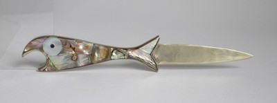 Fisch Flaschenöffner Abalone Muschel Perlmutt Alpaca vintage midcentury Mexico