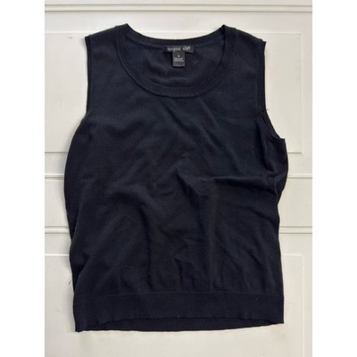 August Silk Women s Sz M Black Silk Blend Sleeveless Sweater Tank Top