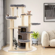 NNECW Multi-Level Cat Tree with 3-story Cat Condo & 2 Perches & Spring B