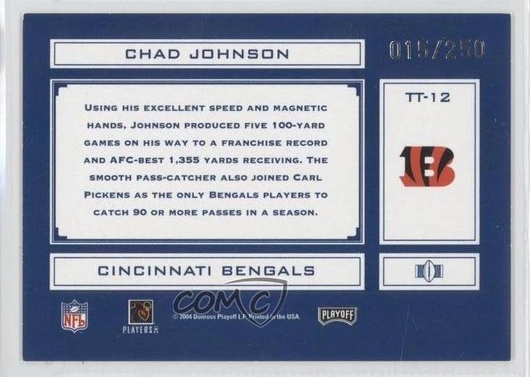 2004 Playoff Absolute Memorabilia Tools of the Trade /250 Chad Johnson #TT-12 - Image 2 of 2