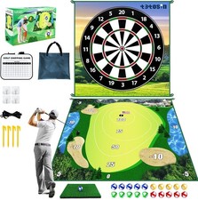 Golf Chipping Game W/ Hitting Mat 70"x70" Double Sided Golf Practice Mat Kits