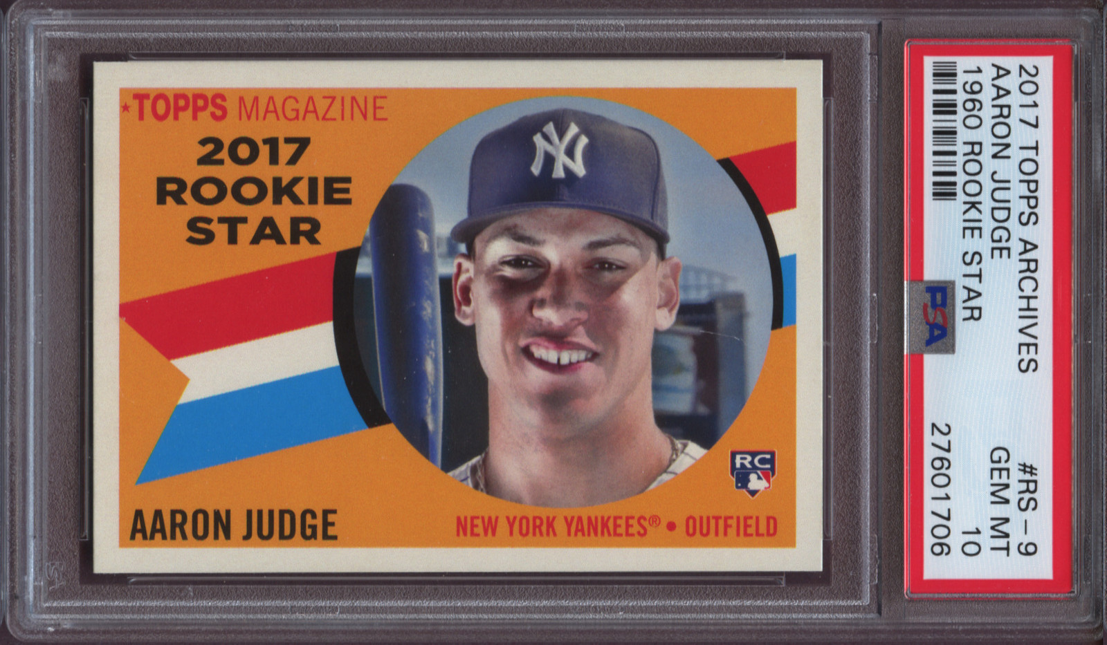 2017 Topps Archives 1960 Rookie Star RS-9 Aaron Judge PSA 10 Gem Mint RC QTY view 7