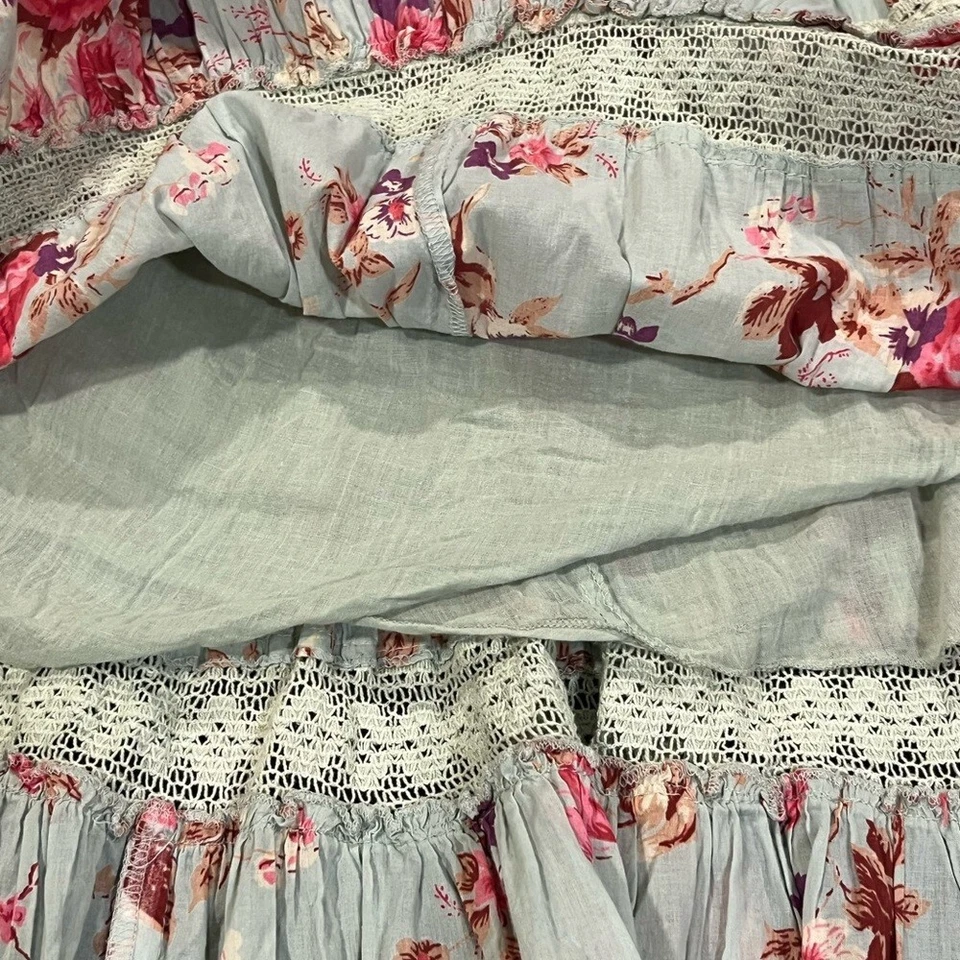 Falda Y2K Cottagecore Boho Mujer Mediana Crochet Robin Huevo Azul Floral Línea A Foto 4 de 4