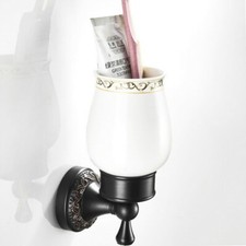Black Oil Rubbed Bronze Toothbrush Holder Single Ceramic Cup Holder Wall Mounted