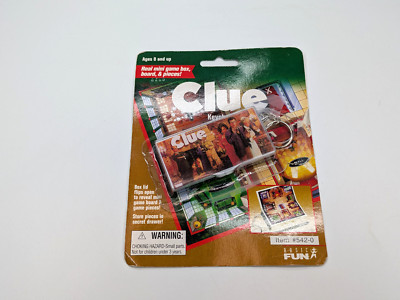 VTG Basic Fun Clue Keychain Real Mini Game, Box, & Board Pieces New but Taped