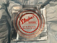 VINTAGE STEUBEN’S TAVERN NYC  RARE SQUARE GLASS ASHTRAY CIRCA 1945