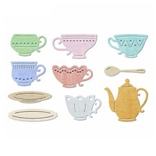 Cup Teapot Set Metal Cutting Dies for Card Making, Paper Embossing Die Cuts K...