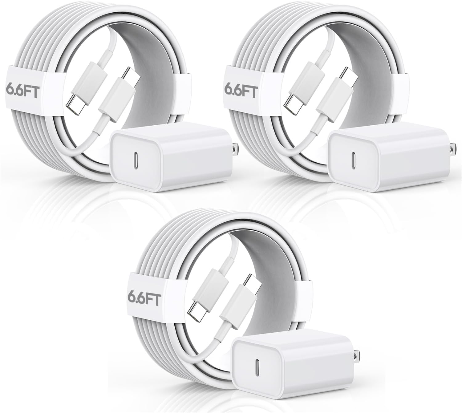 iPhone 16 Fast Charger 20W USB-C 3 Pack for Quick Charging-image