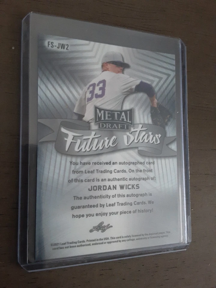 2021 Leaf Metal Draft Future Stars Auto Jordan Wicks #FS-JW2  - Image 2 of 2