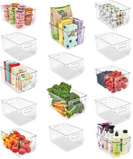 Multi-purpose Refrigerator Bins 14 pieces Large Capacity Stackable Fridge Bin