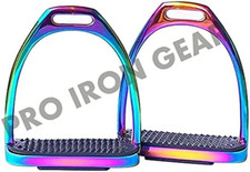 4",4.50",4.75",5" Inch Rainbow Multi Color Horse Stirrups Gloss Fillis Riding St